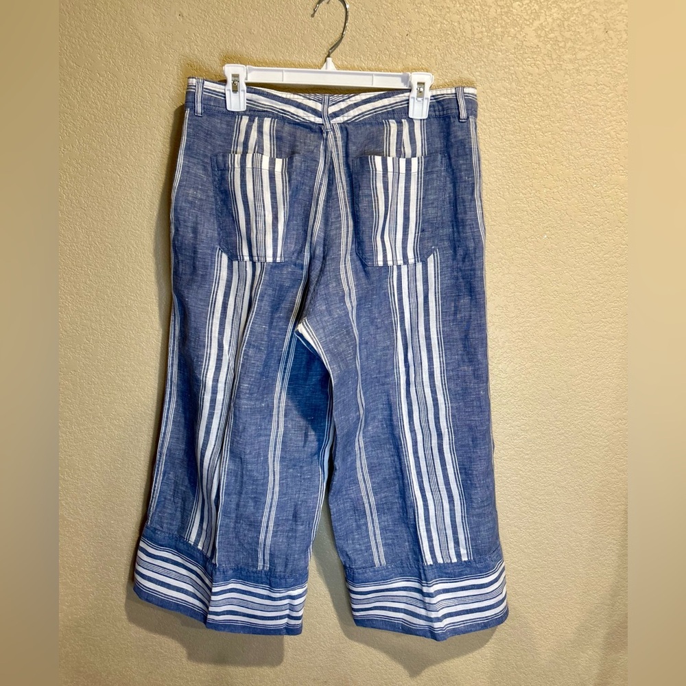 Ralph Lauren Blue and White Striped Wide Leg Pants 22” inseam - Picture 6 of 8